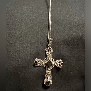 925 Onyx cross necklace set ✝️